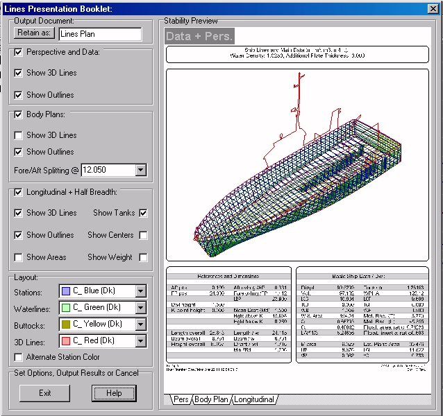 Lines Plan Booklet Dialog Box